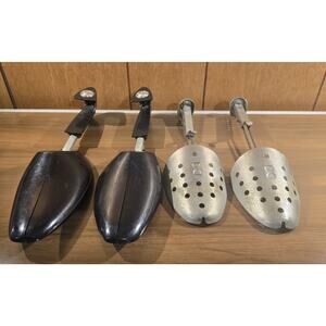 Lot of 2 Pair Vintage Shoe Trees Wood & Metal Adjustable Florsheim